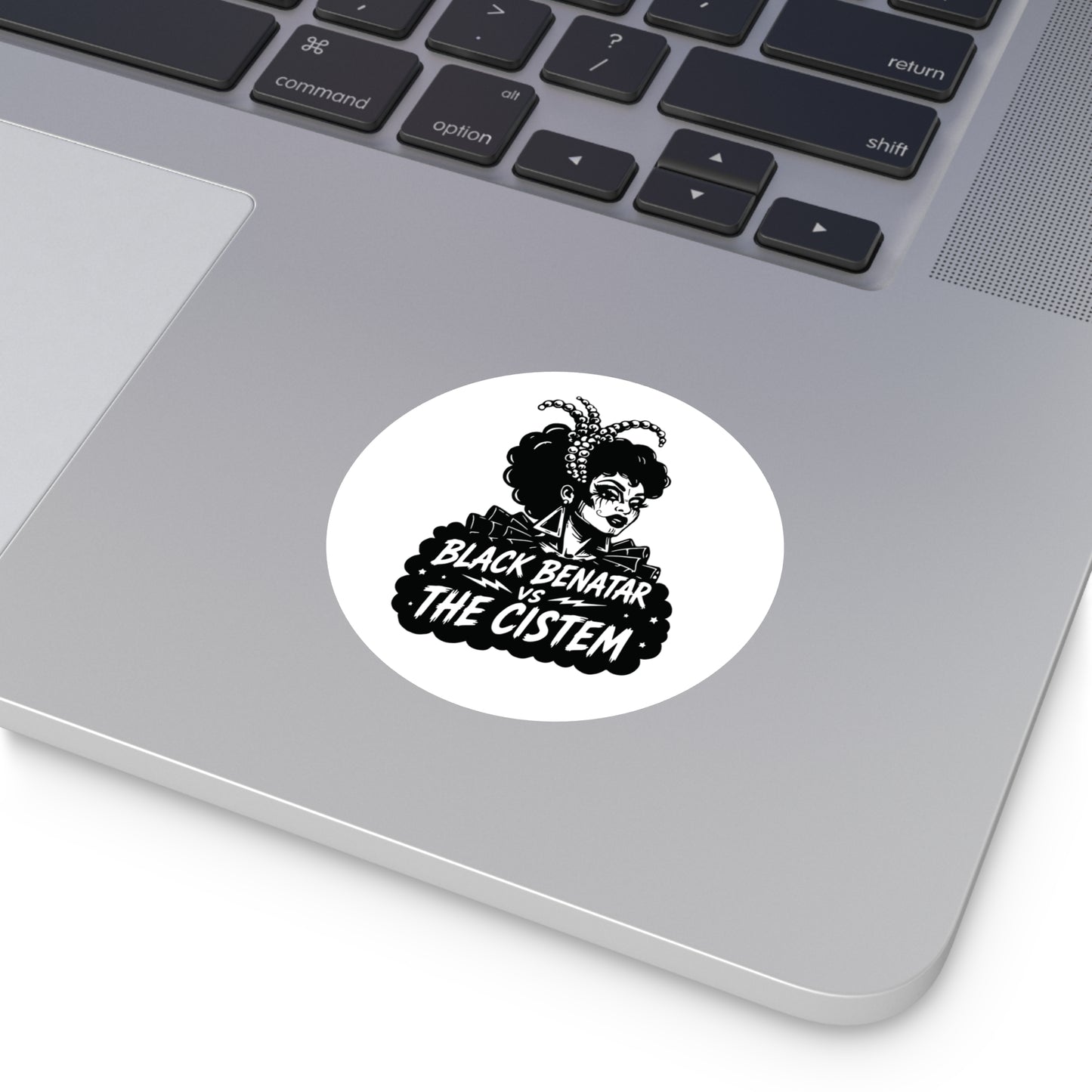 Black Benatar vs The Cistem Round Sticker wht (Indoor/Outdoor)
