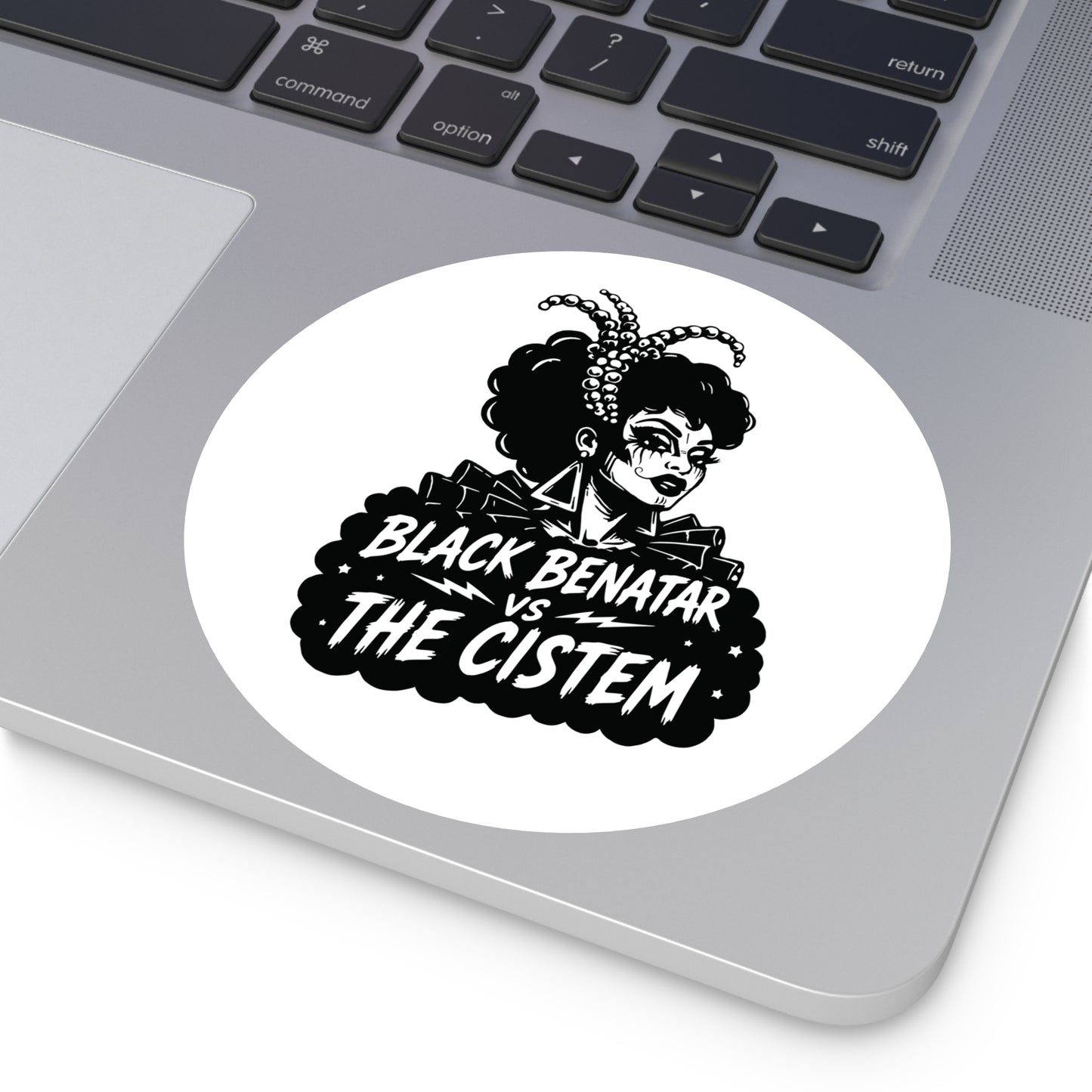 Black Benatar vs The Cistem Round Sticker wht (Indoor/Outdoor)