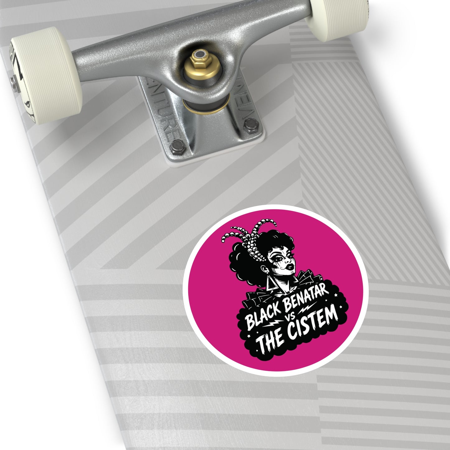 Black Benatar vs The Cistem Round Sticker pnk (Indoor/Outdoor)