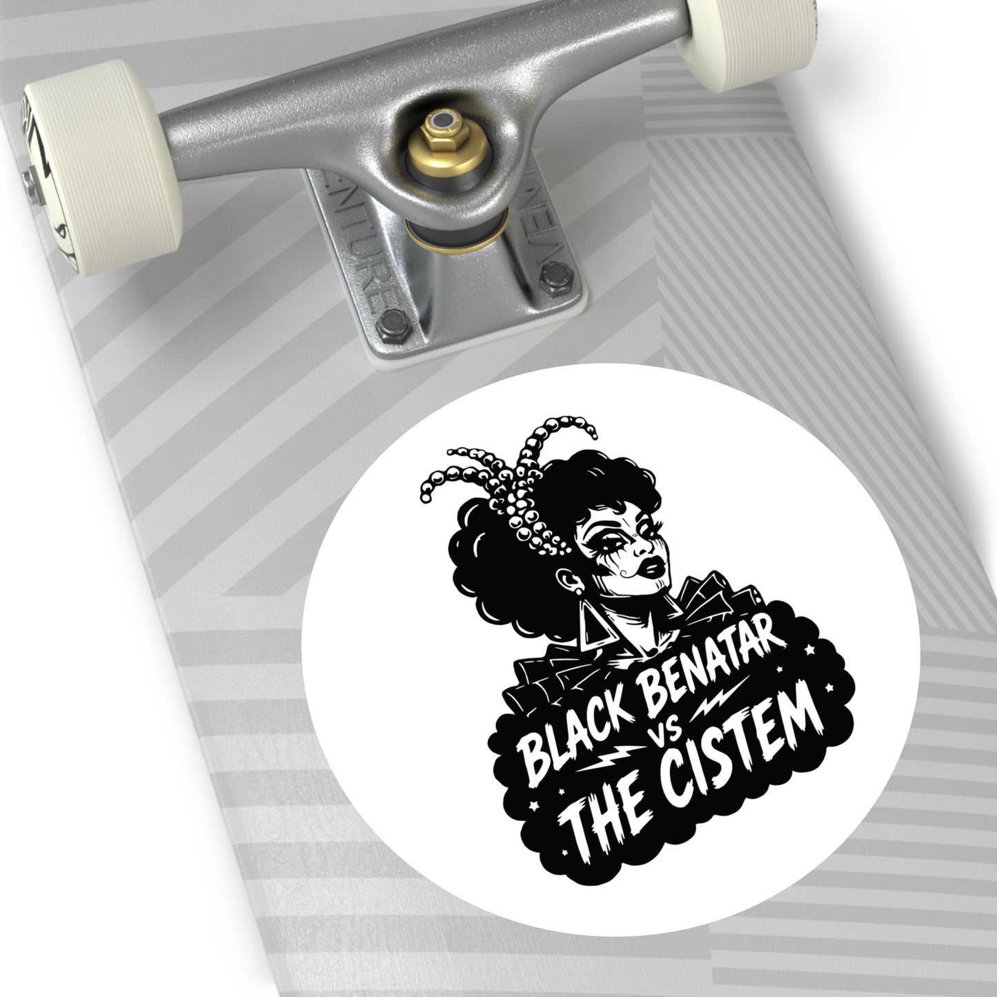 Black Benatar vs The Cistem Round Sticker wht (Indoor/Outdoor)