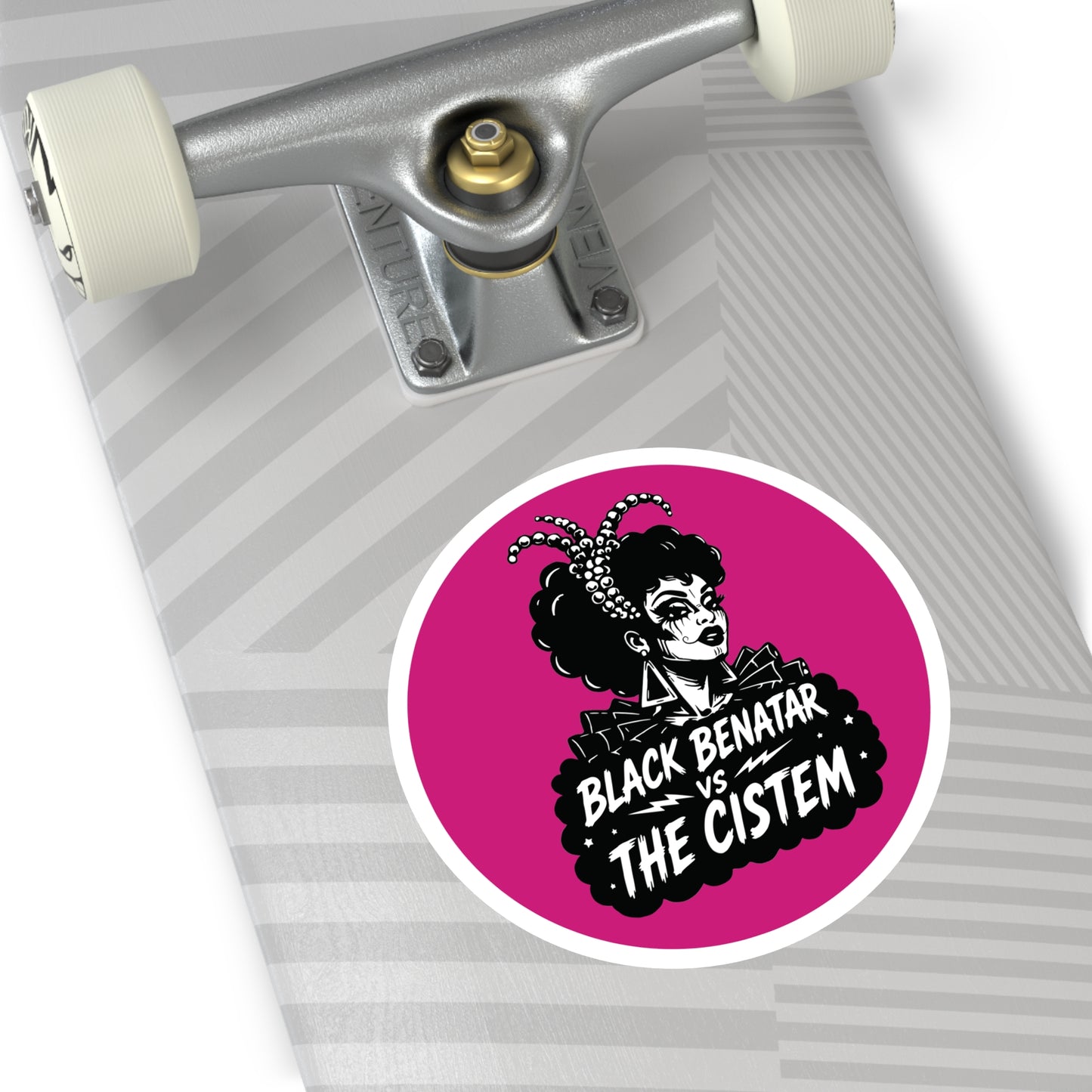 Black Benatar vs The Cistem Round Sticker pnk (Indoor/Outdoor)