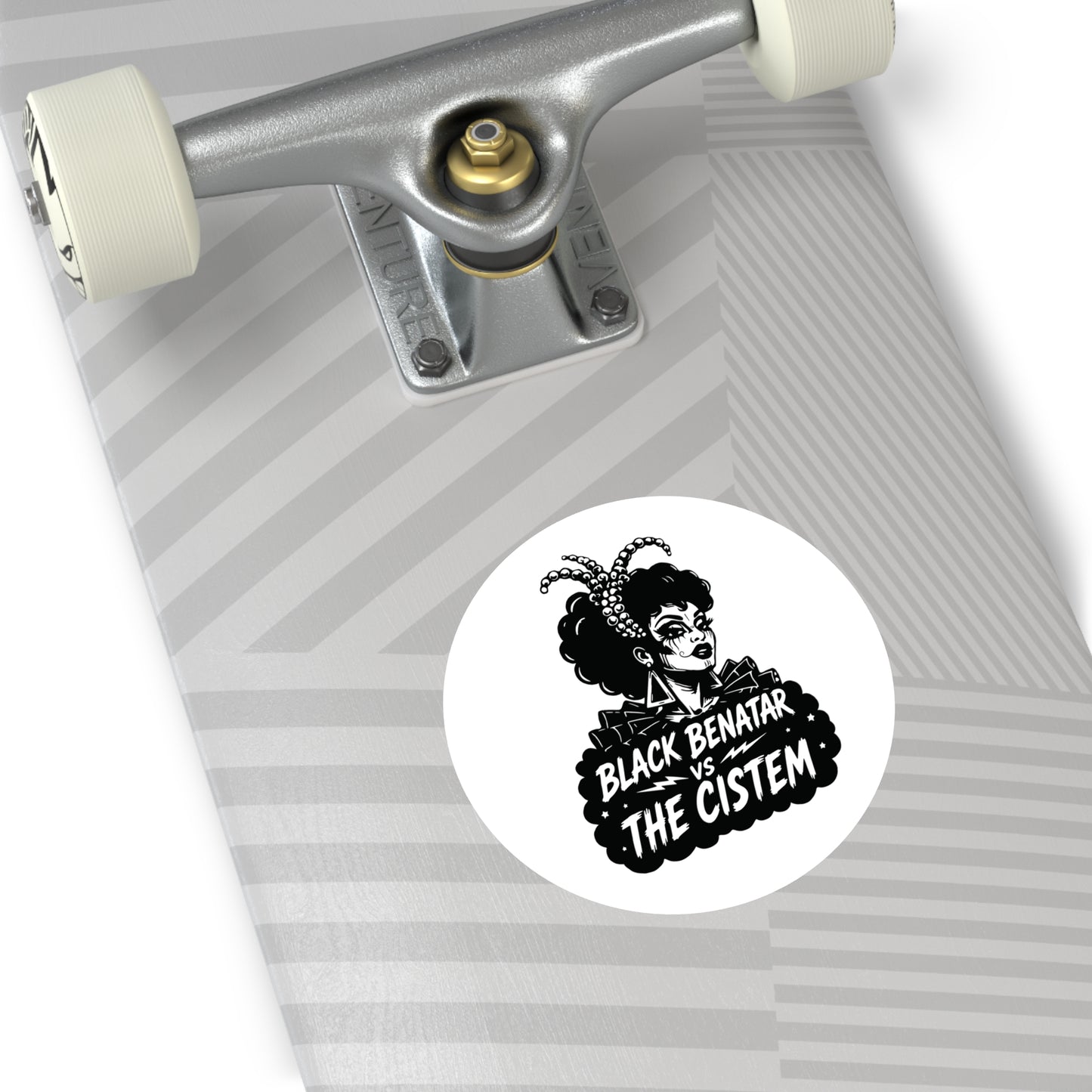 Black Benatar vs The Cistem Round Sticker wht (Indoor/Outdoor)