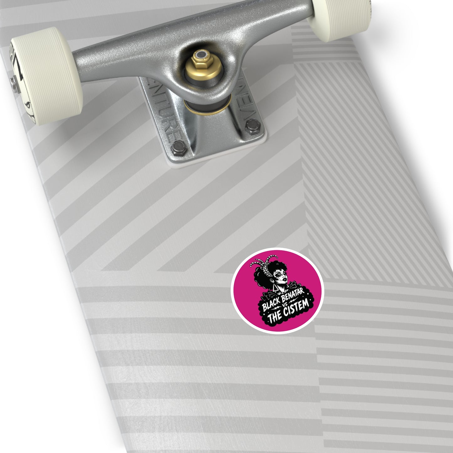 Black Benatar vs The Cistem Round Sticker pnk (Indoor/Outdoor)