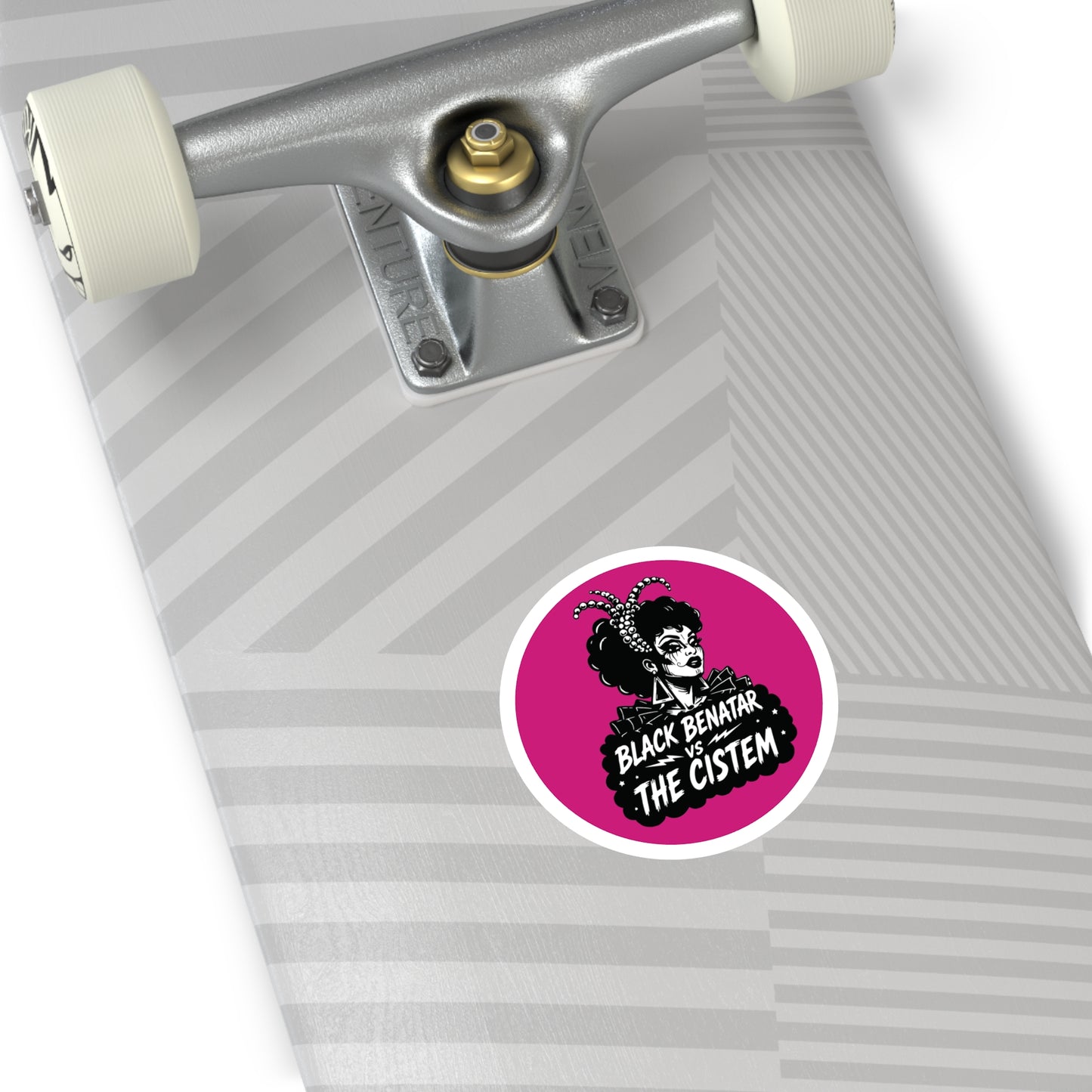 Black Benatar vs The Cistem Round Sticker pnk (Indoor/Outdoor)