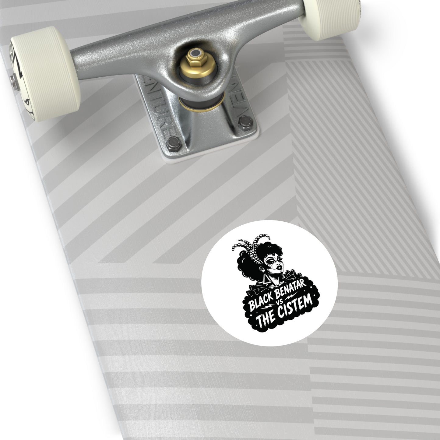 Black Benatar vs The Cistem Round Sticker wht (Indoor/Outdoor)