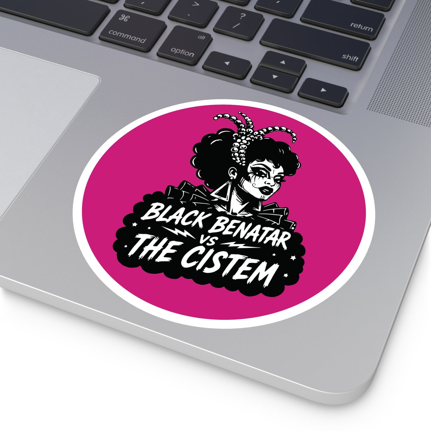Black Benatar vs The Cistem Round Sticker pnk (Indoor/Outdoor)