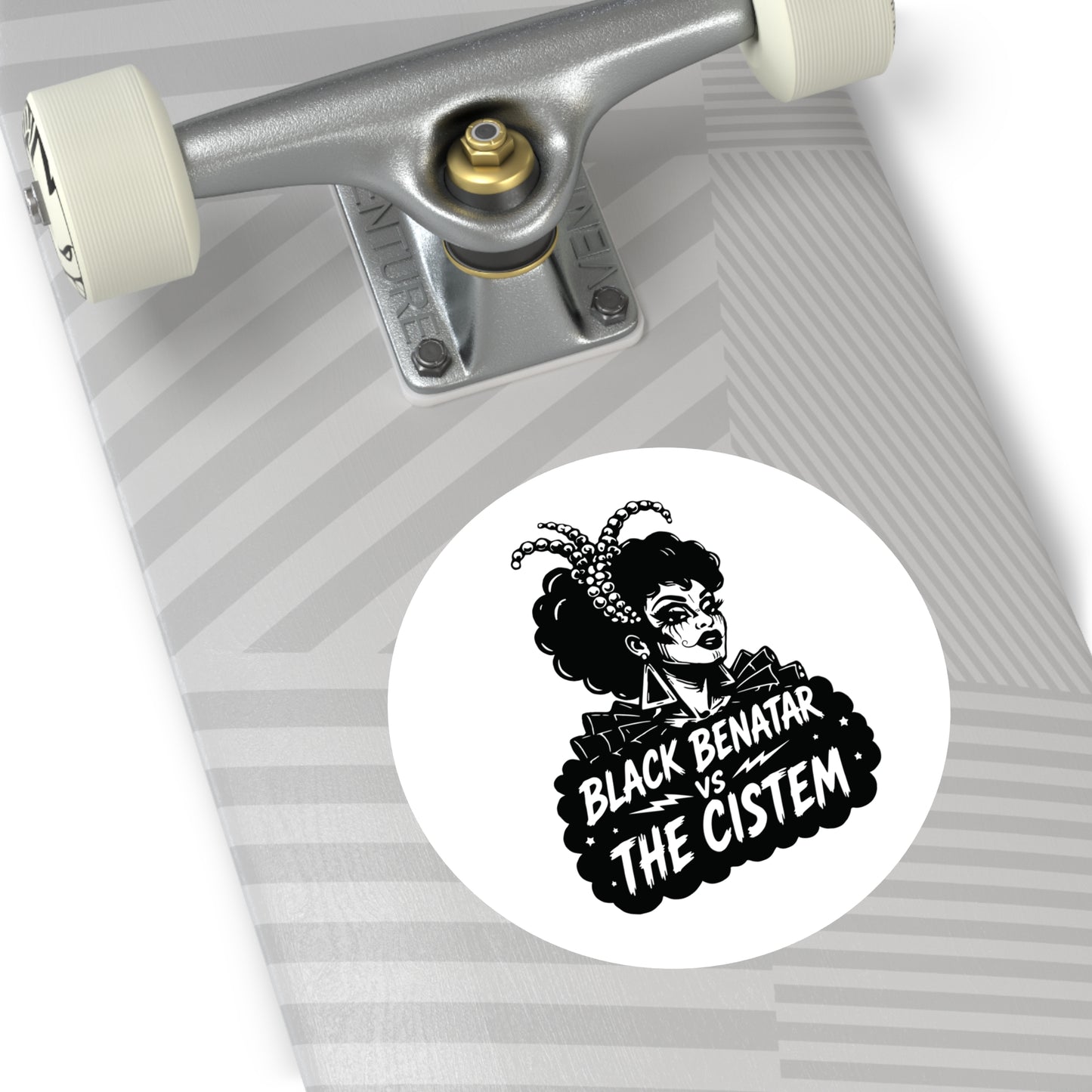 Black Benatar vs The Cistem Round Sticker wht (Indoor/Outdoor)