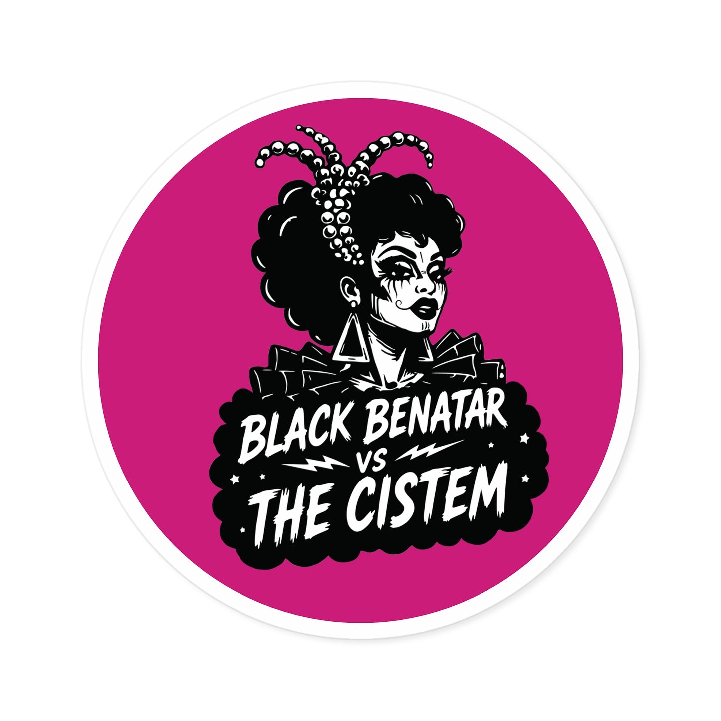 Black Benatar vs The Cistem Round Sticker pnk (Indoor/Outdoor)
