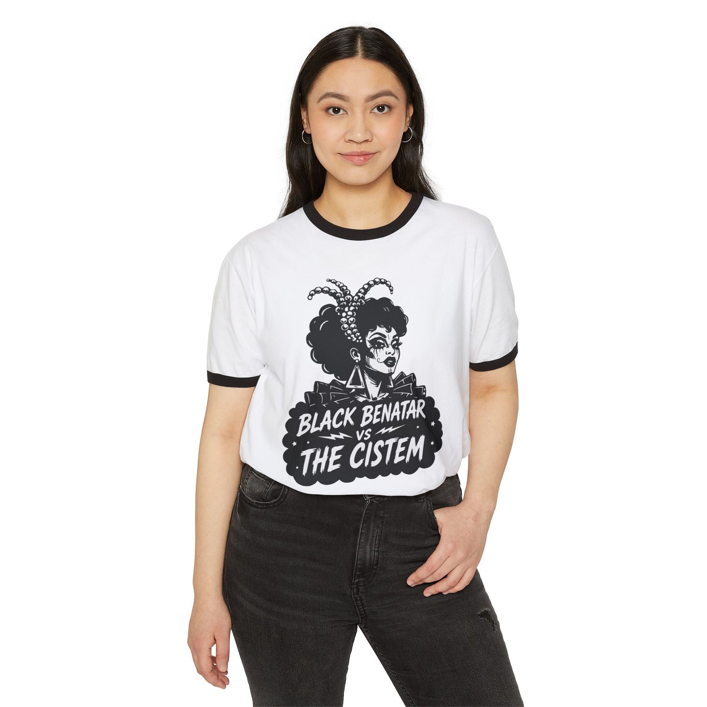 Ringer T-Shirt — BBVC/ ‘I’m Not Here to Behave, I’m Here to Be Heard’ Slogan