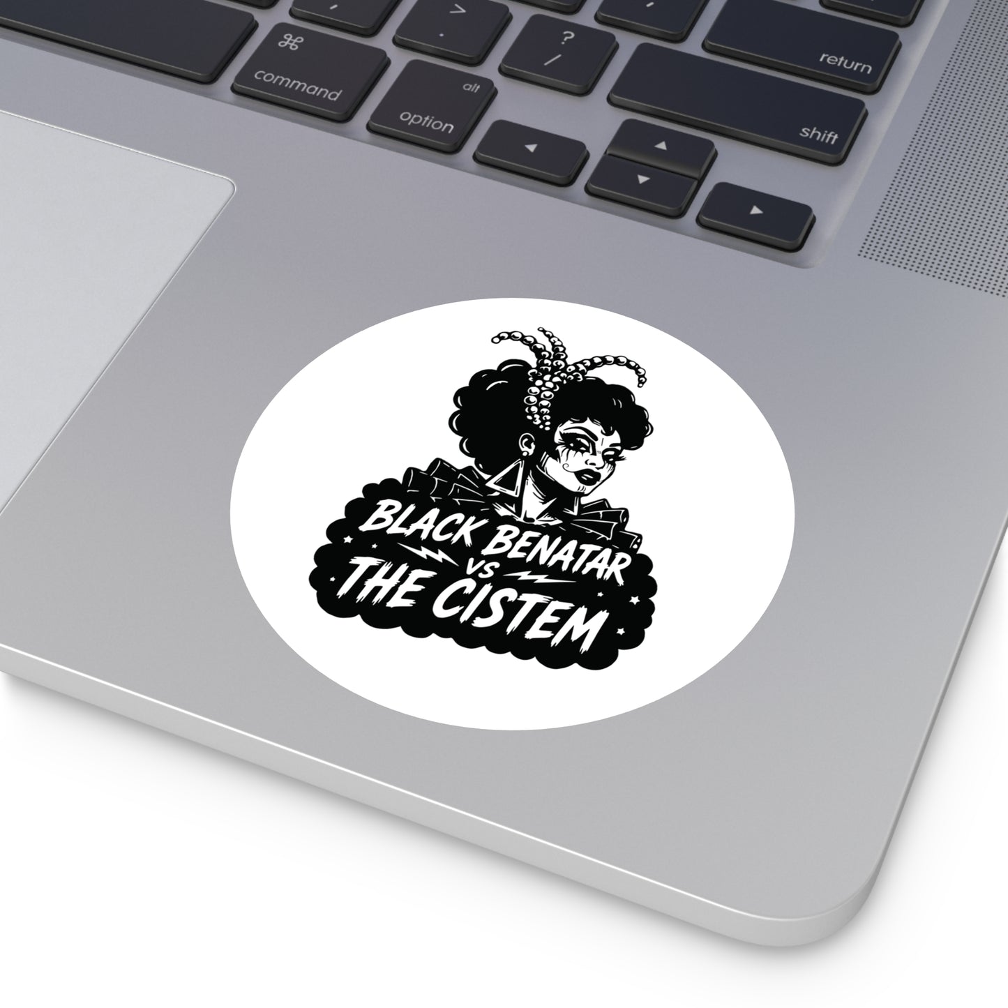 Black Benatar vs The Cistem Round Sticker wht (Indoor/Outdoor)