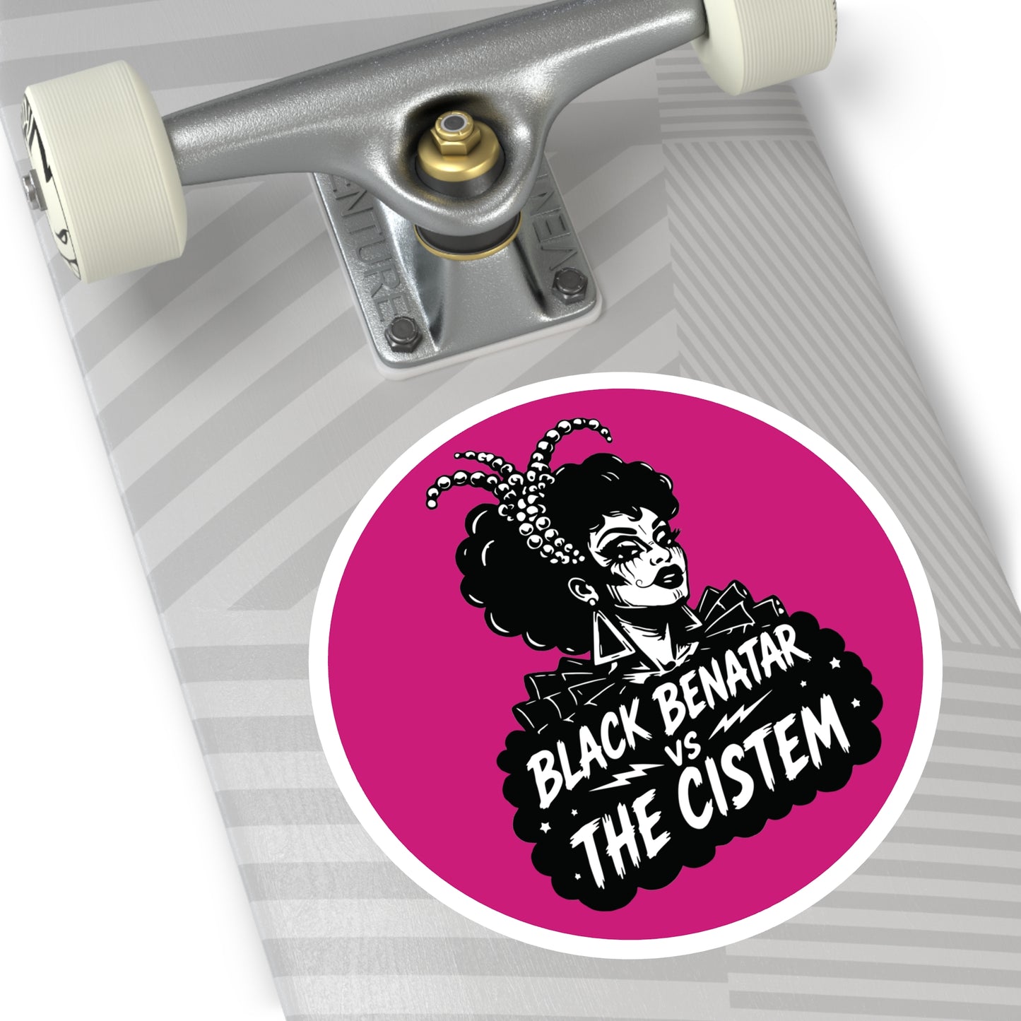 Black Benatar vs The Cistem Round Sticker pnk (Indoor/Outdoor)